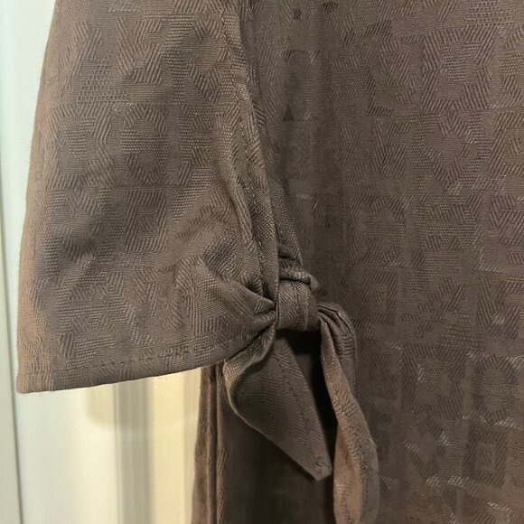 Garnet Hill Dobby Dress tie sleeve taupe sz 10 - Picture 4 of 6